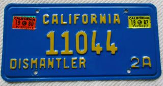 California (blue Base) Dismantler License Plate