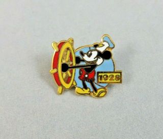 Vtg Walt Disney Co.  Pin - Mickey Mouse Roles - Steamboat Willie 1928
