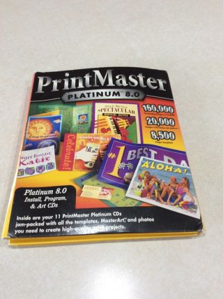 Printmaster Platinum 8.  0 Disc 11 Pack Art Cds Broderbund Vtg Software Templates
