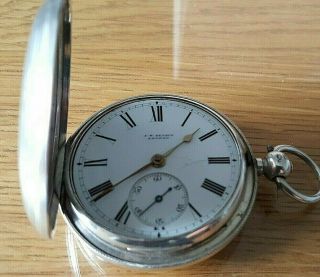 Antique Sterling Silver Fusee Full Hunter Pocket Watch J.  W.  Benson In Gwo C1880