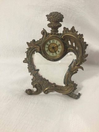 Antique Baroque English Mirror Clock Made By The British United Clock Co. ,  Ld