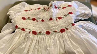 367 Vintage Cotton Doll Dress With Handwork For Antique,  Vintage Toddler Doll