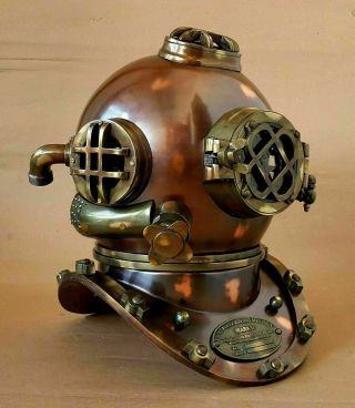 Antique Diving Helmet U.  S Navy Mark V Deep Sca Scuba Brown Antique Divers Helmet
