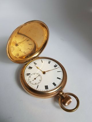 Antique Gold Plated Waltham Full Hunter Men ' s Pocket Watch From 1910 2