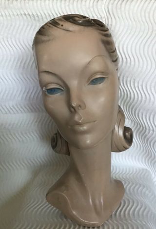 Antique Vintage 1940 ' s Mannequin Head Store Display Plaster Elegant Bust 2