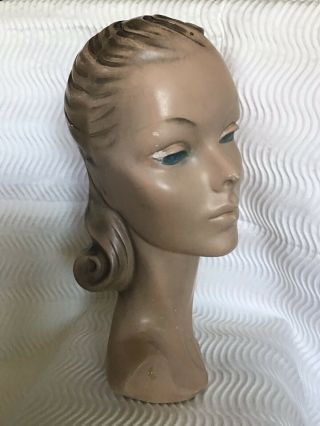 Antique Vintage 1940 ' s Mannequin Head Store Display Plaster Elegant Bust 3