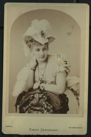 Vintage Actress: Fanny Davenport C.  1880s Cabinet Card By Sarony