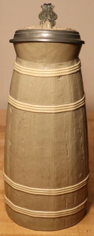 Huge 4 Liter Pillar By Mettlach German Master Beer Stein Mold 690 Antique