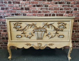 French Provincial Dresser Chest Of Drawers Shabby Chic Mid Century Buffet Media