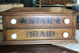 Antique 2 Drawer General Store Spool Cabinet Braid Star