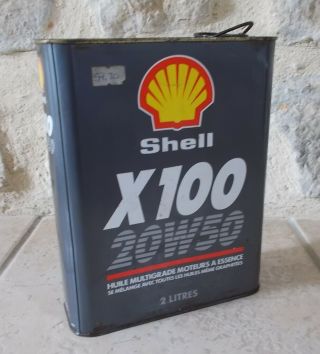 Vintage France French Oil Can Tin Shell X - 100 Auto Old 2 L