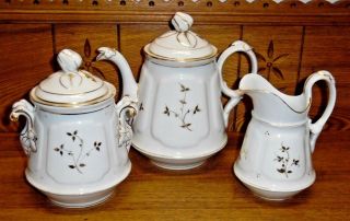 Antique Haviland Old Paris Porcelain Coffee Or Tea Service - Pot Creamer Sugar