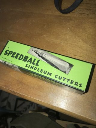 Speedball Vintage Linoleum Cutter Handle & Asst 1 Blades