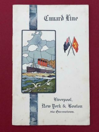 Cunard R.  M.  S.  " Mauretania " List Of Saloon Passengers January 23rd 1909 Lusitania
