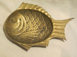 Vintage Brass Fish Trinket Tray Ornate Footed Fishy Bowl Unique 8 " X 6 " X 7/8 "