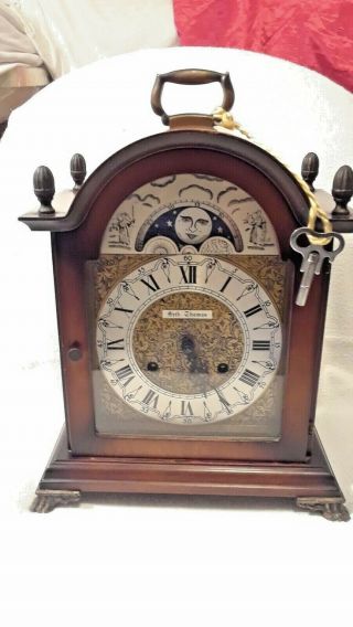 Antique " Seth Thomas " 2 Jewel Moon Face & Stars Clock W/ Key