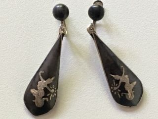 Vintage Siam Sterling Silver Screw Back Earrings With Goddess Figures