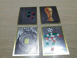 Panini World Cup Italia 90 - 4 Badges - Numbers 1 - 2 - 3 - 4