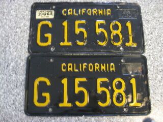 1963 California Commercial License Plates,  1964 Validation,  Dmv Clear,  G