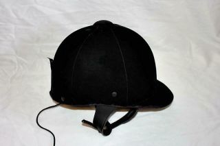 Vintage Essex Deluxe Horse Riding Equestrian Helmet Hunt Cap Black Velvet Size 7