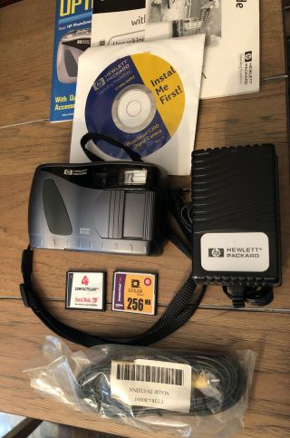 Vintage Hp Photosmart C200 1.  0mp Digital Camera - Gray With Power Supply & Cards