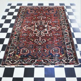 Large Old Hand Knotted Hamadan Wool Pile Rug Circa 1940