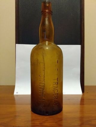 Vintage Whiskey Bottle - The I.  Trager Co.  Cincinnati,  Ohio - Amber