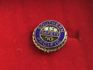 Southern Pacific Railroad 50 Year 3 Diamond “safety " Service Pin - Sp Badge