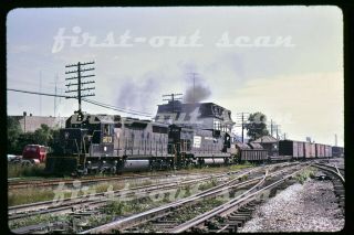 Slide - Pennsy Prr Penn Central 6013 Sd - 35 Action At Union City Oh 1968