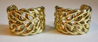 Vintage Givenchy Gold Tone Interlocking Hearts Clip On Earrings