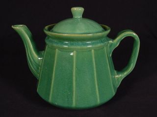 Rare Antique American Hull Green Glaze Teapot Yellow Ware