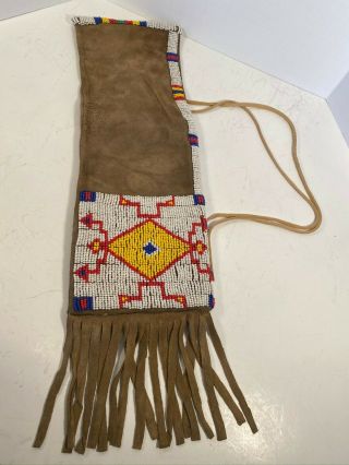 Antique Sioux (lakota) Beaded And Quilled Pipe Bag