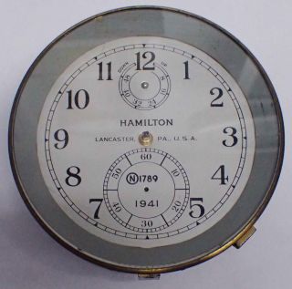Hamilton Model 21 Marine Chronometer N1789 Parts Movement And Tub