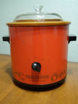 Vintage Rival Crock Pot Slow Cooker Model 3100/2 3.  5 Qt.  Flame Orange