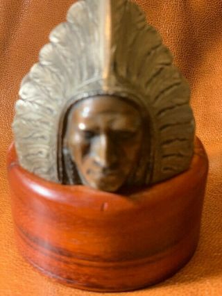 Vintage 1926 Pontiac Native Indian Chief Hood Ornament Americana Art Us Patent