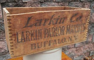Rare Antique Larkin Soap Parlor Matches Wood Crate Box Country Store Storage