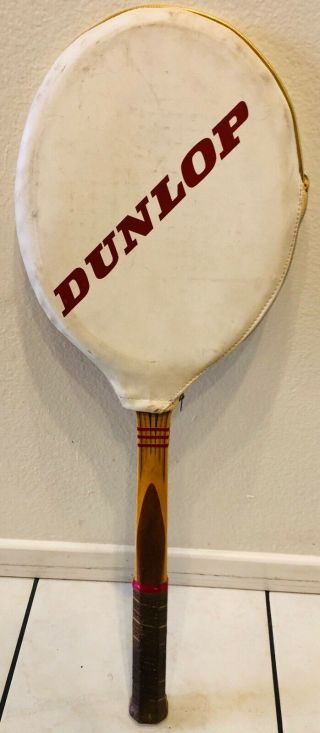 Dunlop Maxply Fort Wood Tennis Racket Light 4 1/2 Vintage England White Cover