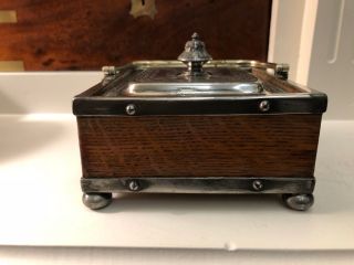 Antique Victorian Oak And Silver Plated Engraved Hallmarked Sardine Box Caddy