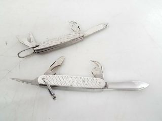 Pair Vintage Camillus U.  S.  Military Pocket Knives Multitools 1977 & 1998