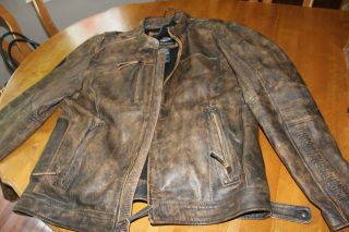 Authentic Harley Davidson Brown Leather Jacket Coat Xl Men 