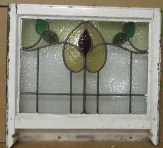 Edwardian English Leaded Stained Glass Window Pretty Floral Sash 22.  75 " X 18 