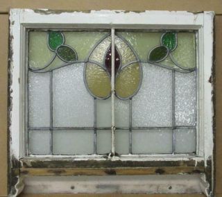 EDWARDIAN ENGLISH LEADED STAINED GLASS WINDOW Pretty Floral Sash 22.  75 