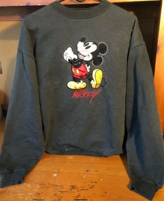 Vintage Mickey Inc Since 1928 Disney Mickey Mouse Sweatshirt Size Xl Dusty Black