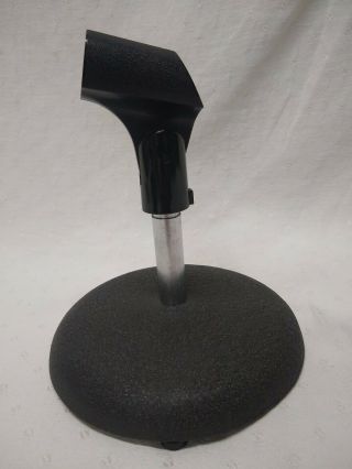 Vintage Atlas 763 Table Top Microphone Stand Cast Iron Base W/ Shure Mic Holder 2
