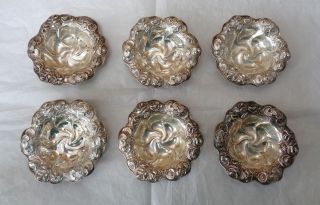 6 William B Kerr 1890s Art Nouveau Sterling Silver Nut Dish Water Lily Decor