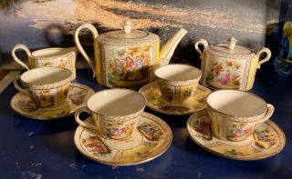 Antique 19th Century Royal Bonn Franz Mehlem/tea Service
