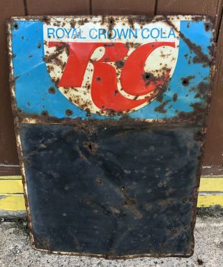 Vintage 1952 Mca Metal Royal Crown Cola Rc Chalkboard Soda Advertising Sign Rust