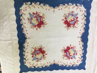 Vintage Cotton Print Tablecloth With Fruit Design