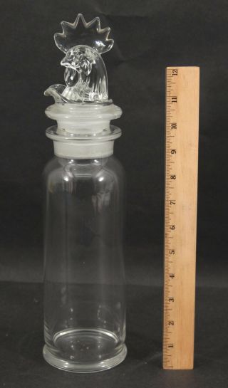 Large Antique Carl Cobel Heisey Glass Cocktail Shaker W/ Rooster Head Stopper Nr