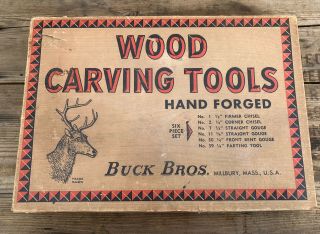 Vintage Buck Bros No.  300 Basic Wood Carving Set 6 Piece Tools Chisels Gouges